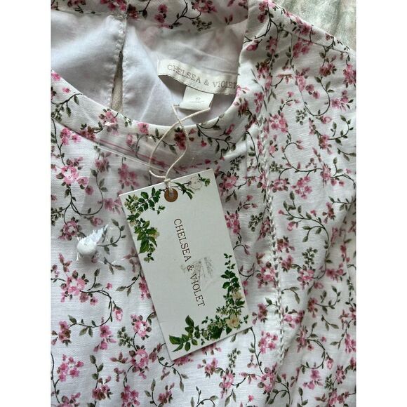 Chelsea & Violet Smocked Ruffle Ditsy Floral Print Puff Short Sleeve Dress - Picture 7 of 7